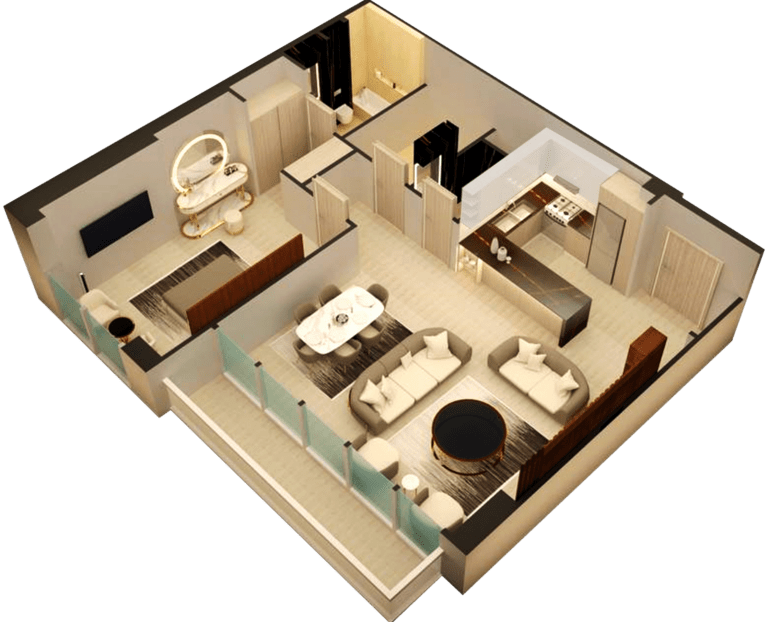 Plan 1 Bedroom - Luxury Apartments for Sale in Dubai